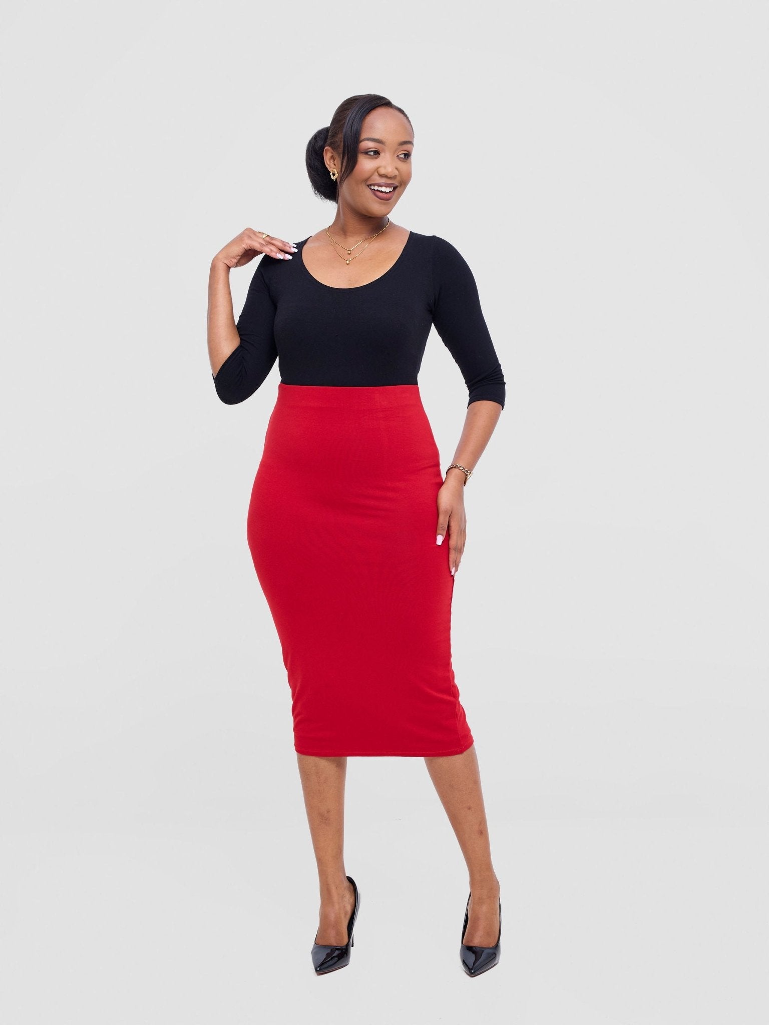 Vivo Basic Straight Skirt - Dark Green