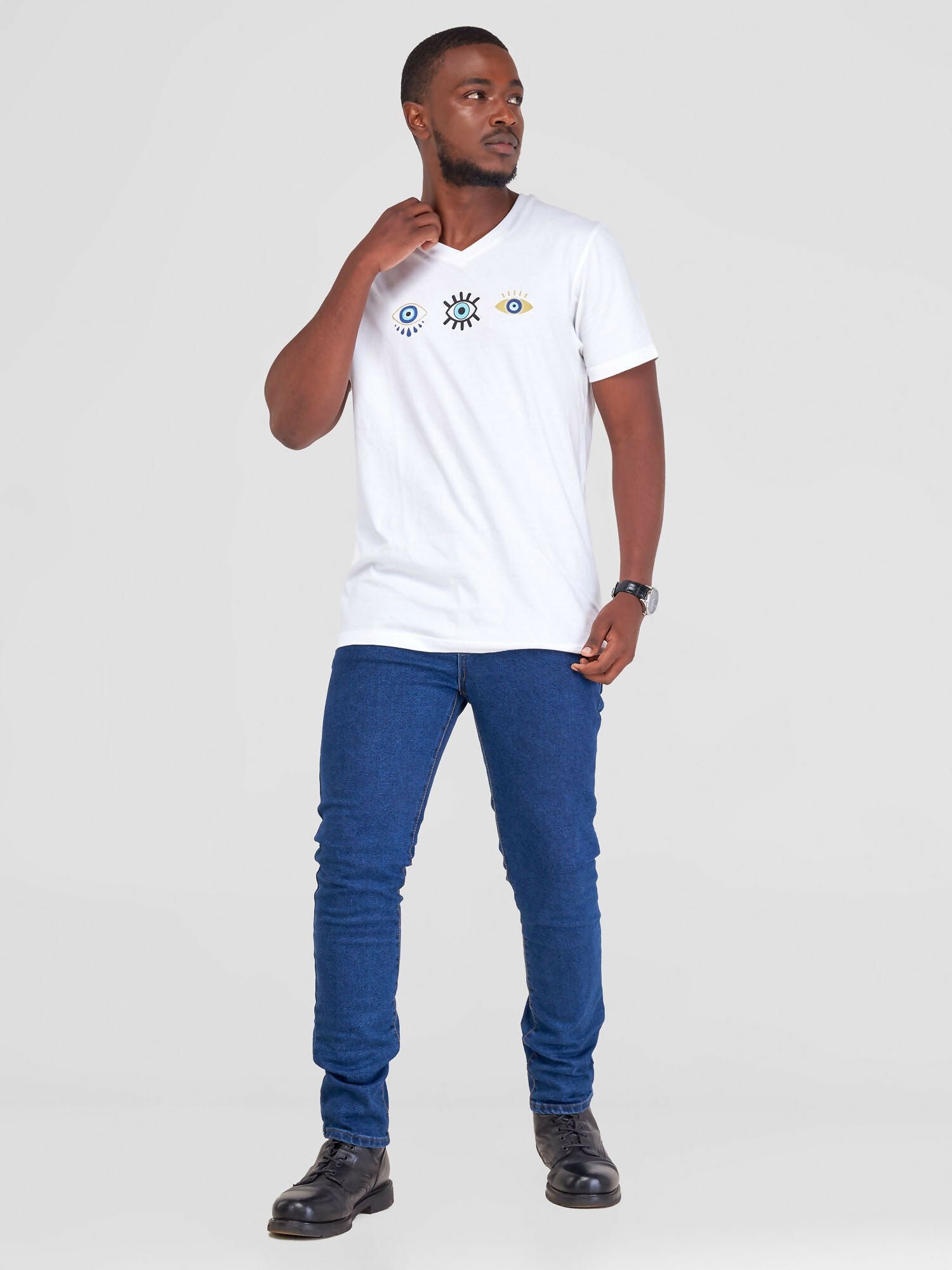 Evil Eye 3 Eye V Neck TShirts White Shopzetu