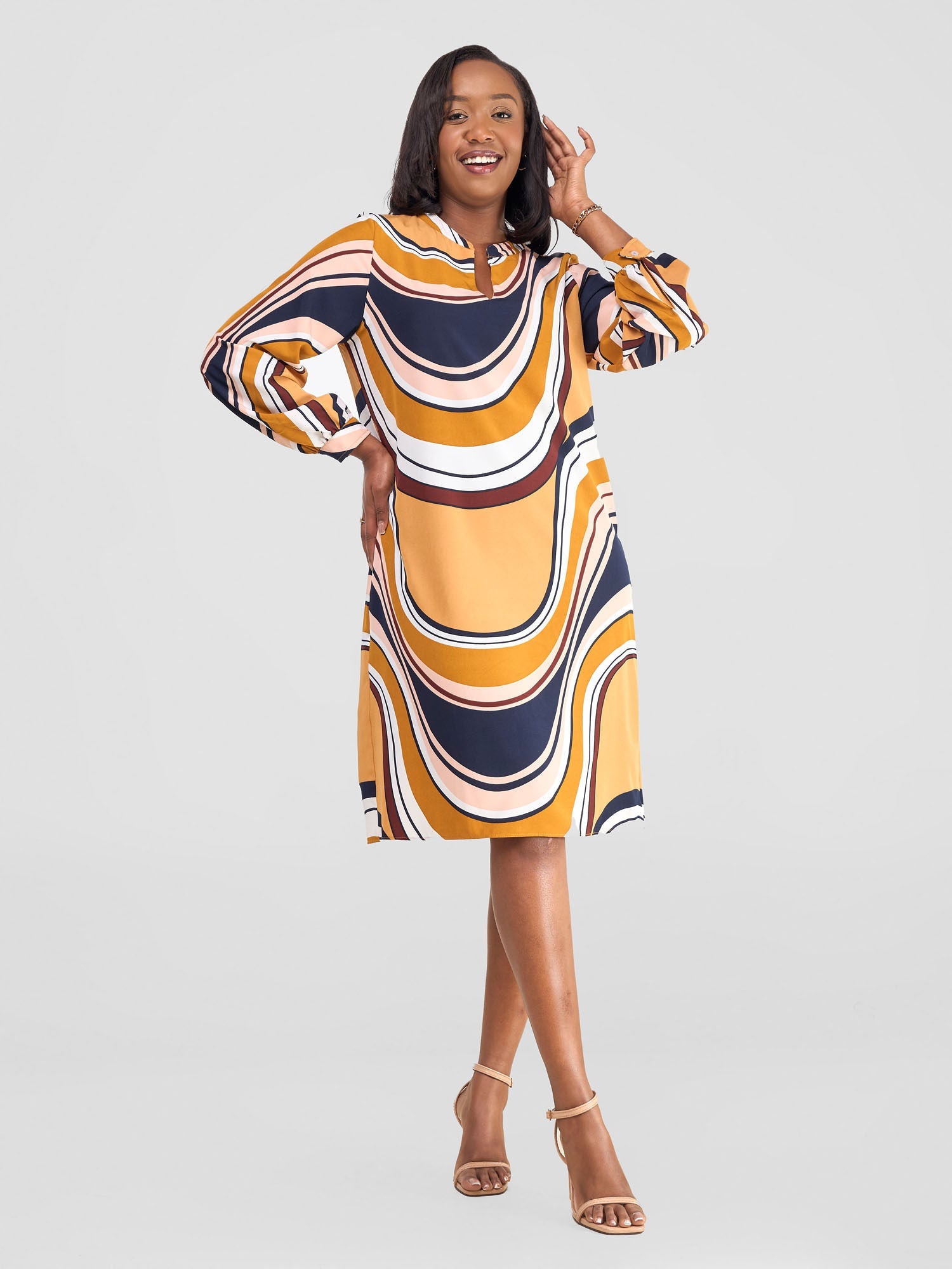 Vivo Zawadi Shift Dress - Black / White Floral Print main image 1
