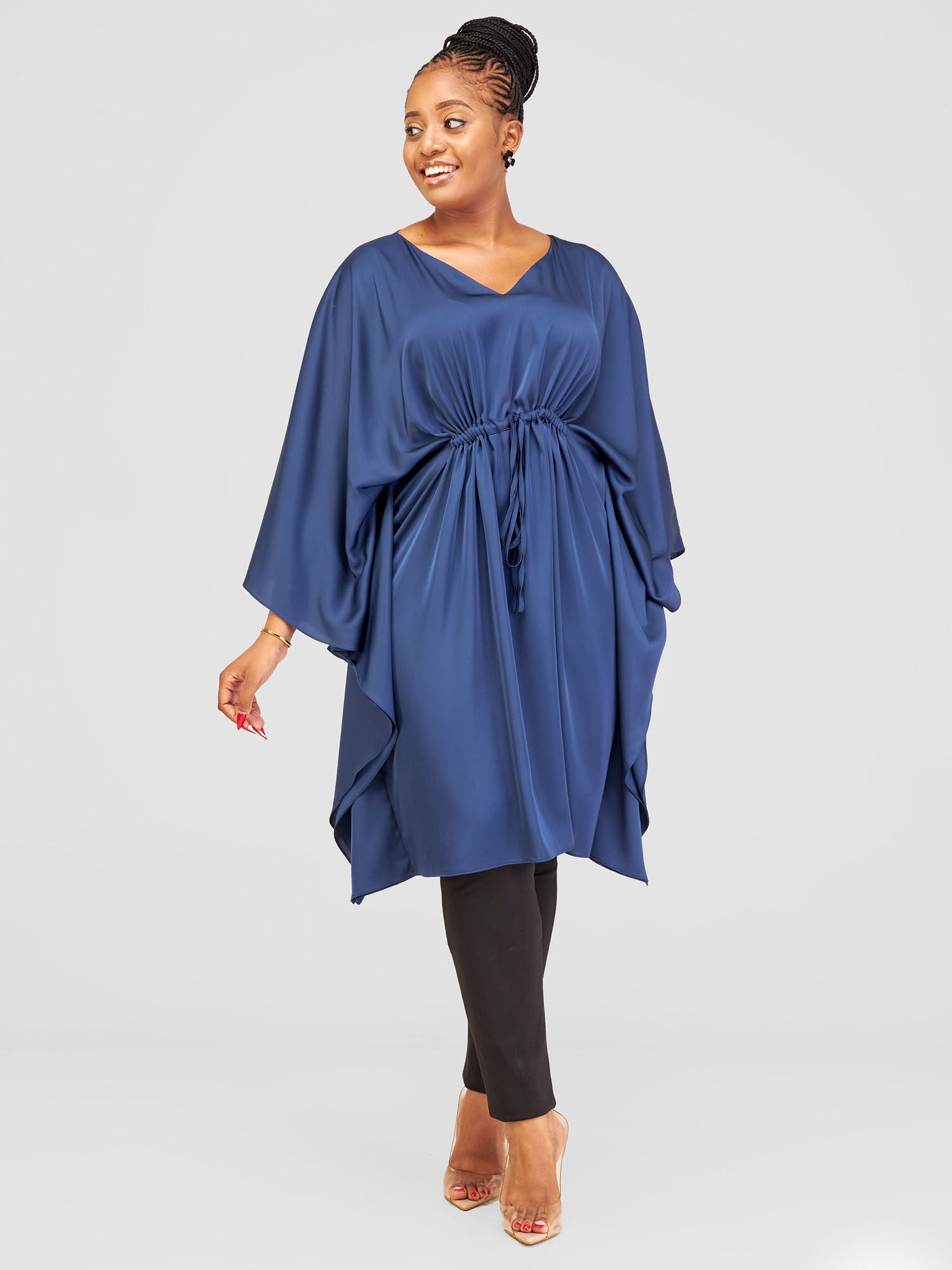 Vivo Basic Nandi High Slit Kimono -  Black / White Zondi Print