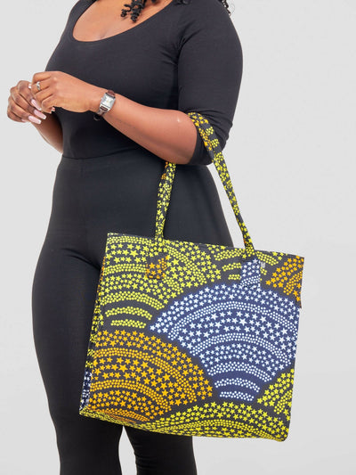 Kay Designs Ankara Handbag - Black/Yellow Floral - Shopzetu