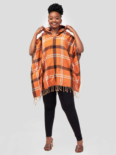 Design Three Sixty Five Hooded Double Sided Poncho - Brown - Shopzetu