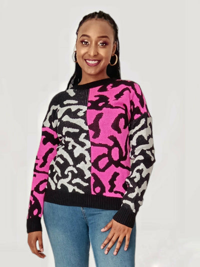 The Fashion Frenzy Colour Block Pullover- Pink - Shopzetu