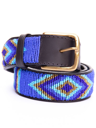 Azu Casual 3 Cm Beaded Belts - Navy / Light Blue Print - Shop Zetu Kenya