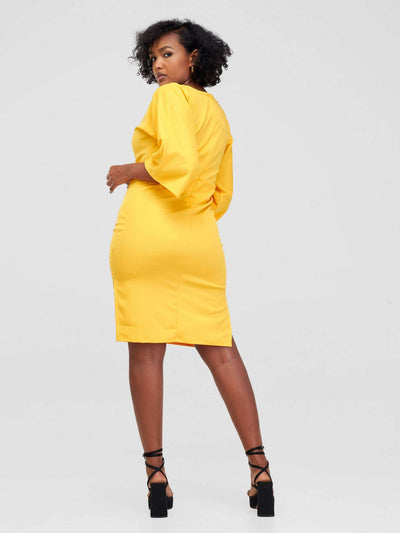 TimyT Urban Wear Official Dress Double Slits - Yellow - Shopzetu