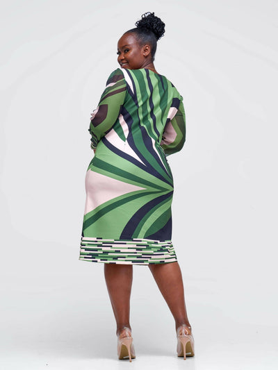 The Fashion Frenzy Printed Shift Dress - Green - Shopzetu