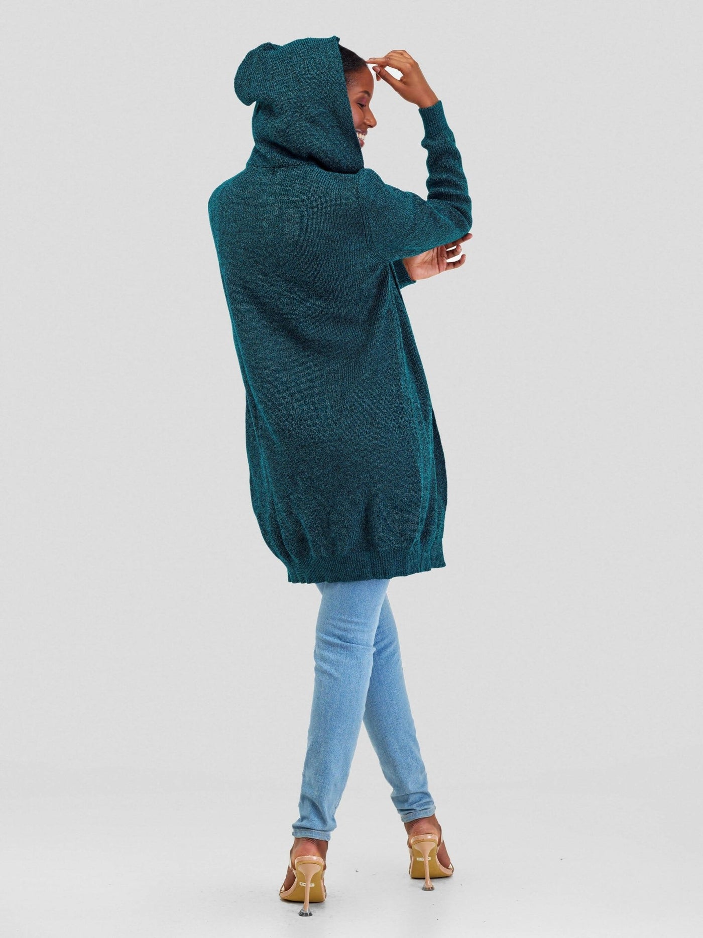 Anel's Knitwear Hooded Sweater - Teal - Shopzetu