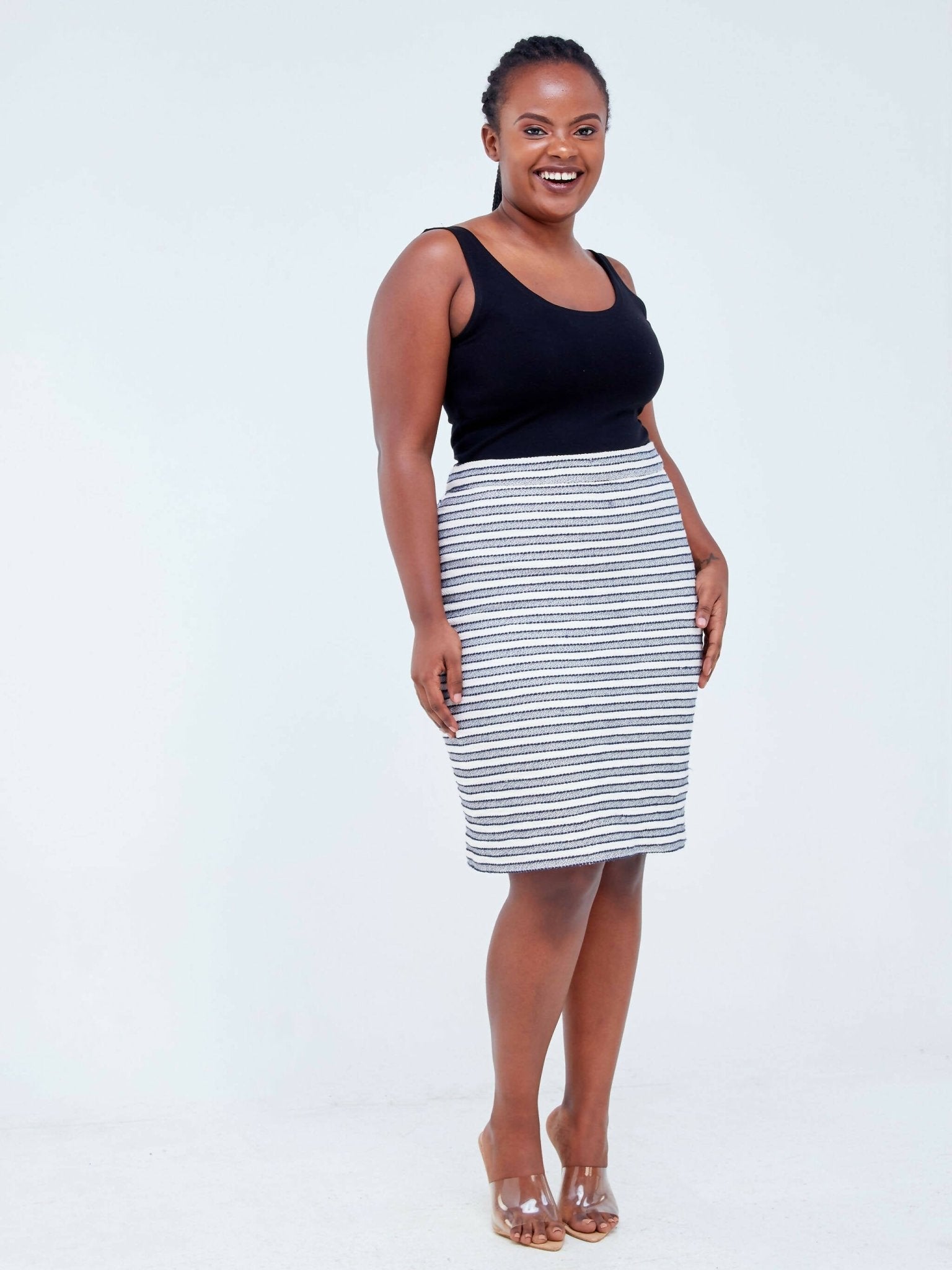 Plus size clearance striped pencil skirt