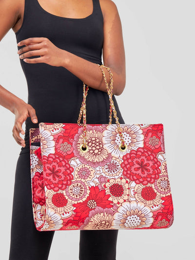 Kay Designs Chained Handbag - Pink Floral - Shopzetu