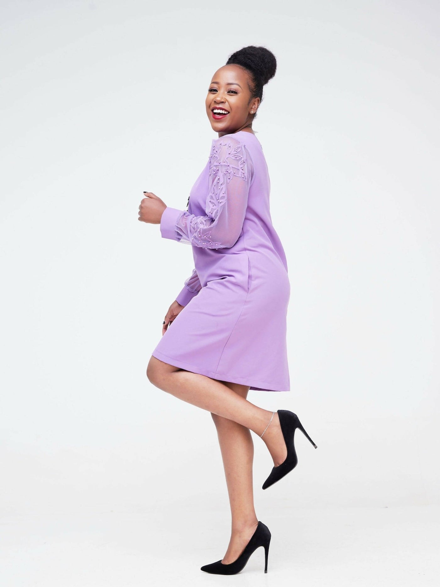 The Fashion Frenzy Shift Dress With Lace- Purple - Shopzetu