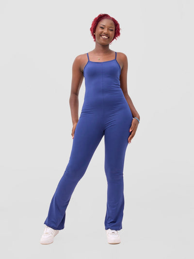 Zoya Sadira Bell Bottom Unitard - Navy Blue - Shopzetu