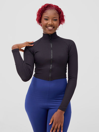 Zoya Sadira Ribbed Top - Black - Shopzetu