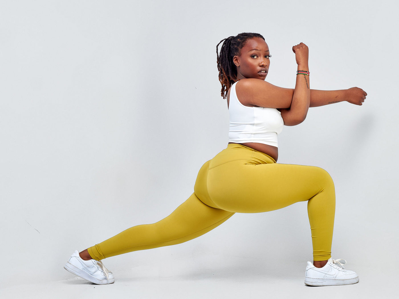 Ava Fitness Bella Workout Leggings - Leaf Yellow - Shopzetu