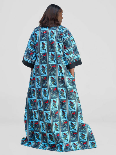 Simbaress Fashion Ndege Long Kimono - Blue - Shopzetu