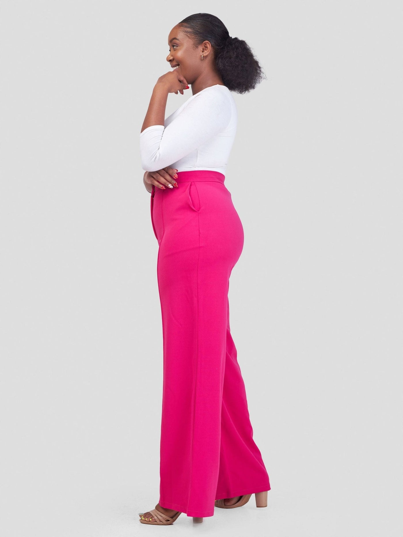 Zia Africa ''Something Retro'' Wide Leg Pants - Pink - Shopzetu