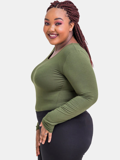 Vivo Basic Long Sleeved Bodysuit - Hunters Green - Shopzetu