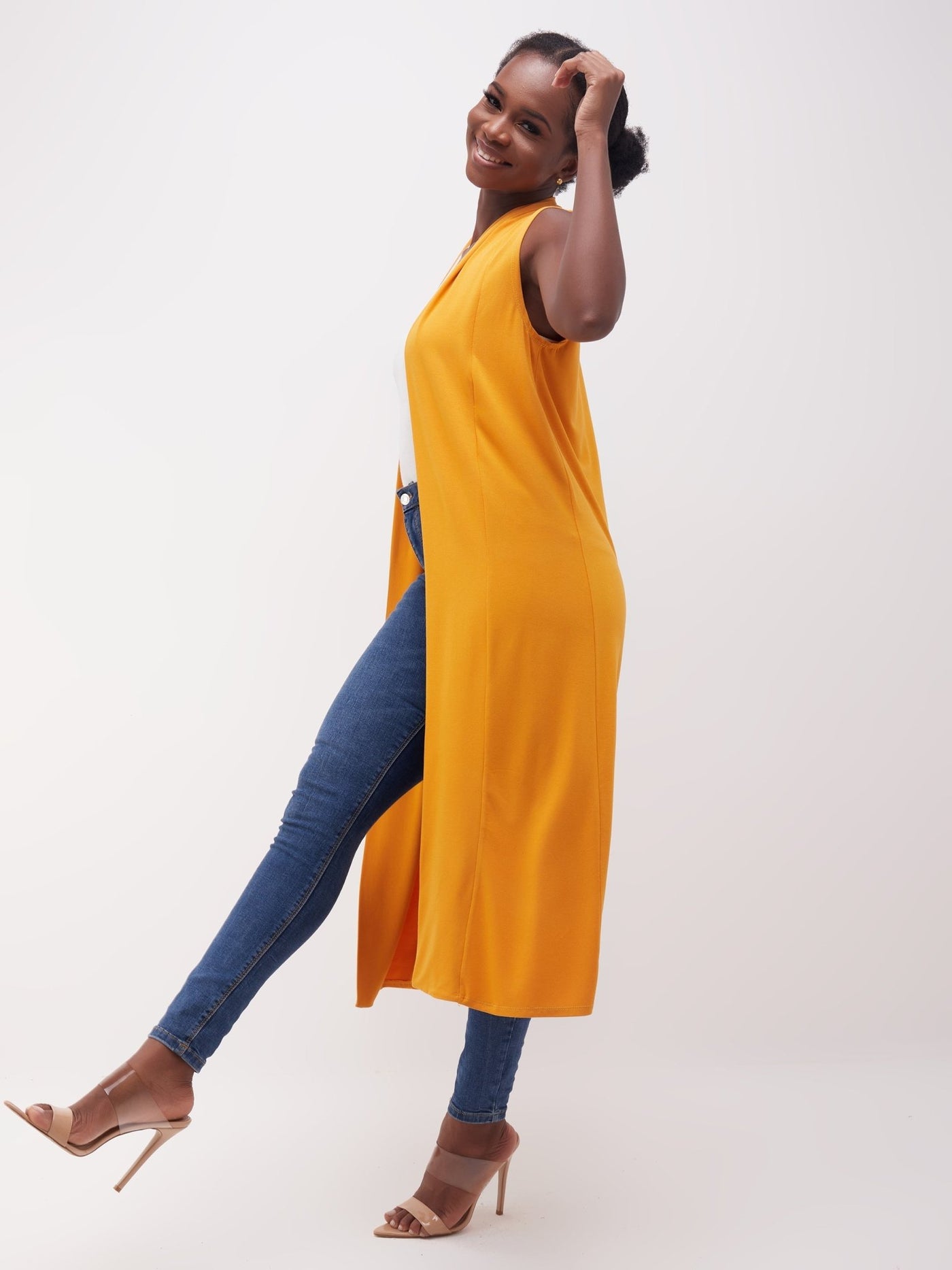 Vivo Basic Sleeveless Long Lily Waterfall - Mustard - Shopzetu