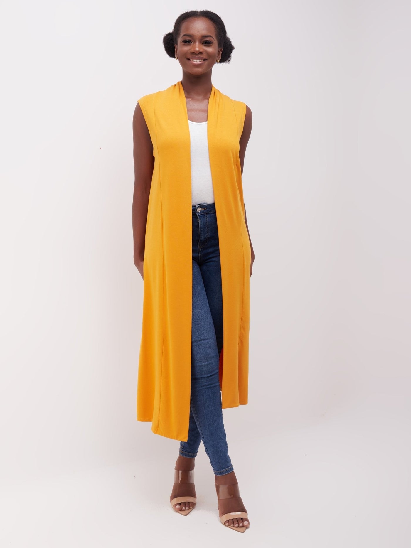 Vivo Basic Sleeveless Long Lily Waterfall - Mustard - Shopzetu