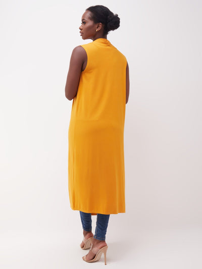 Vivo Basic Sleeveless Long Lily Waterfall - Mustard - Shopzetu