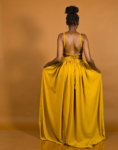 African Yuva Hornet Maxi Dress - Mustard - Shopzetu