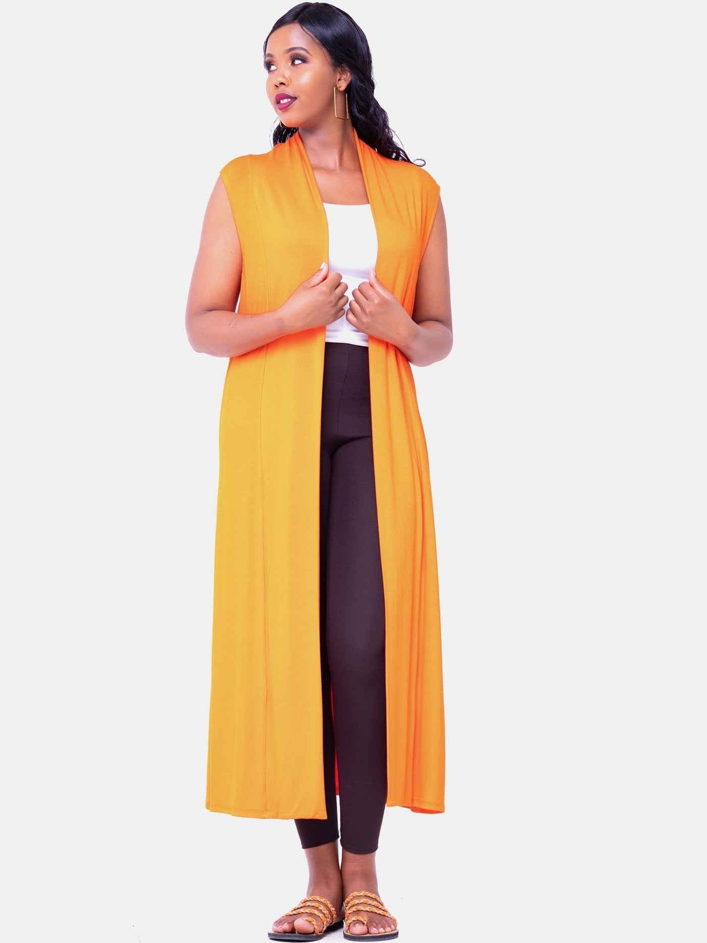 Vivo Basic Sleeveless Long Lily Waterfall - Orange - Shopzetu