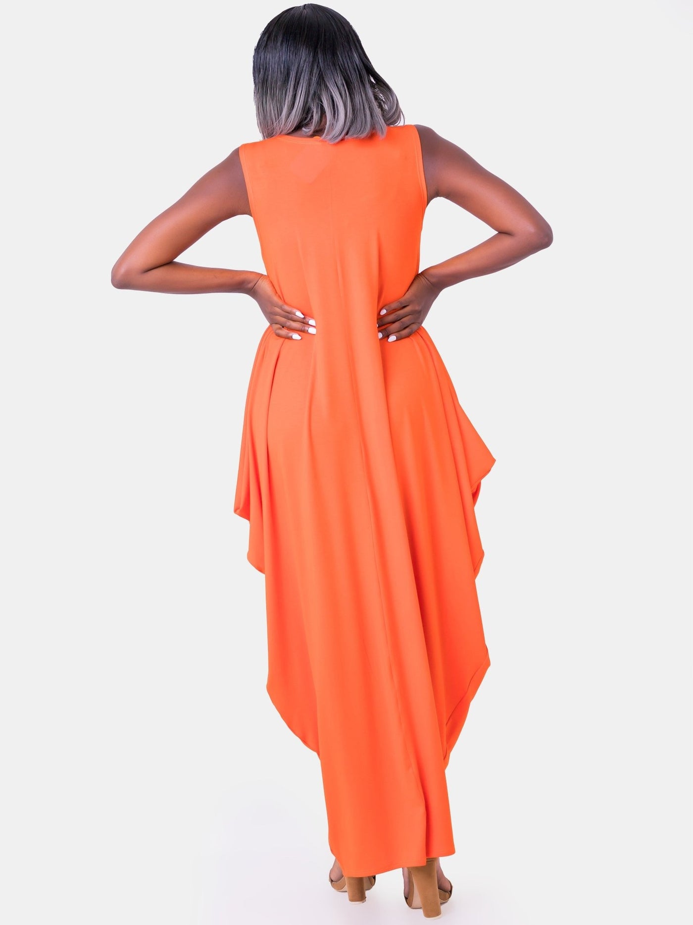 Vivo Basic Salma Maxi Boat Neck Dress - Orange - Shopzetu