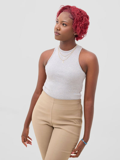Zoya Sadira Halter Neck Vest - Light Grey - Shopzetu
