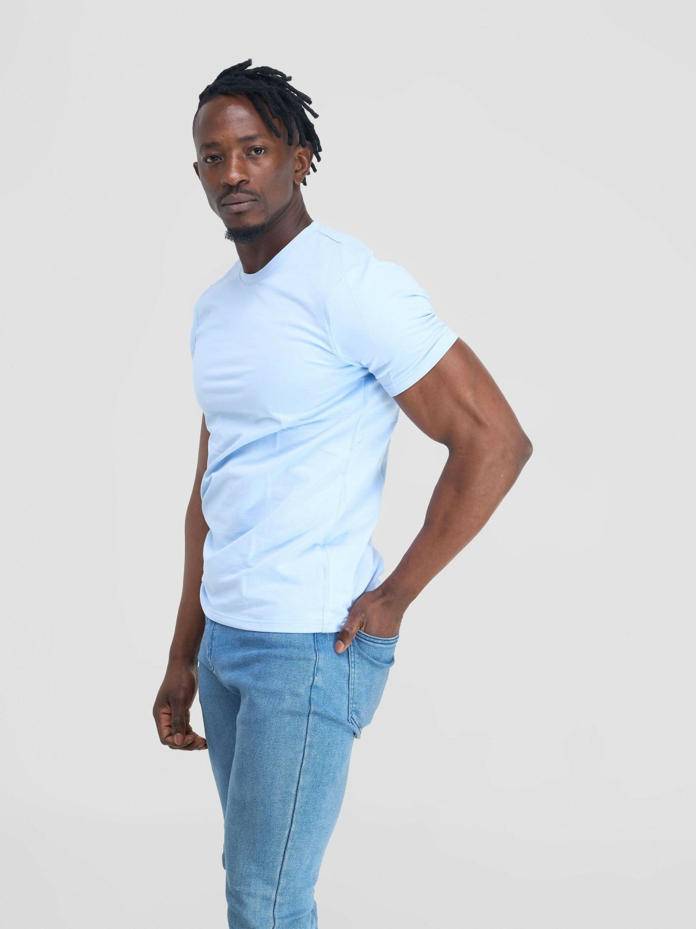 Stylish Sisters Men Plain T-shirt - Sky Blue - Shopzetu