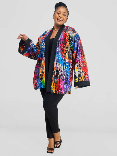 Simbaress Maridadi Short Kimono - Multicolored - Shopzetu