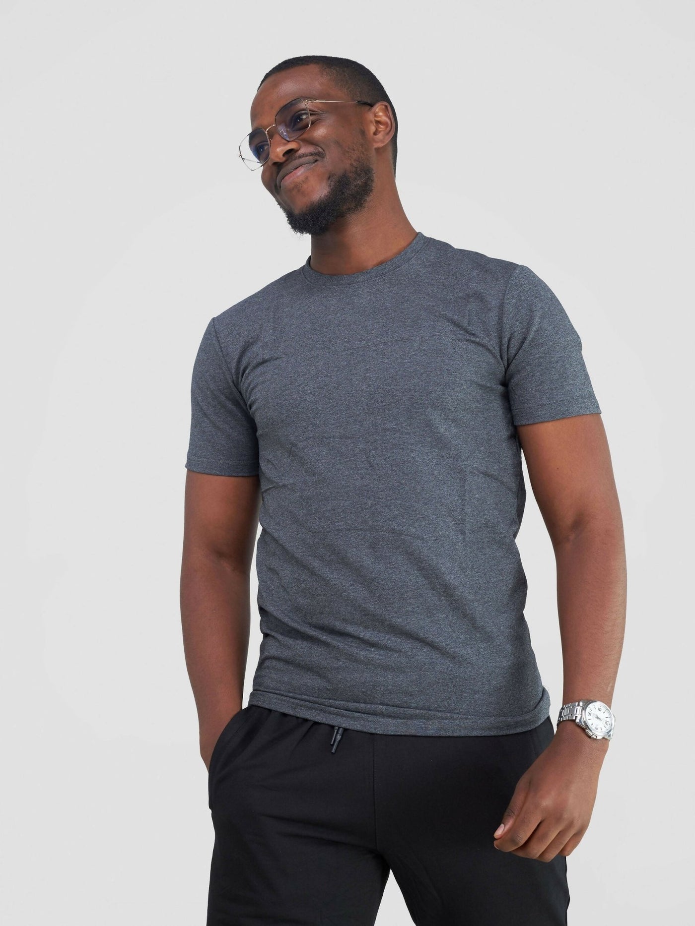 Stylish Sisters Men Plain T-shirt - Dark Grey - Shopzetu