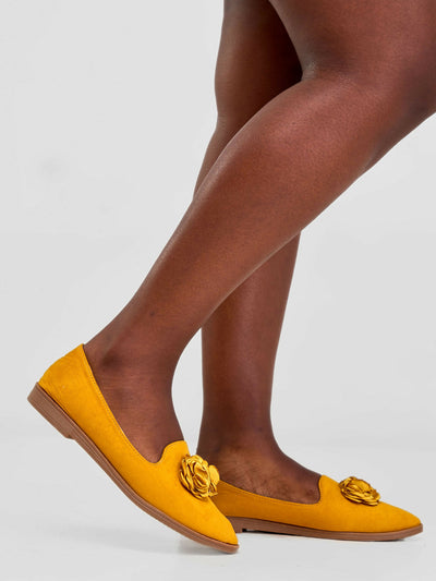Be Unique Timeless Flowerhead Loafers- Mustard / Yellow
