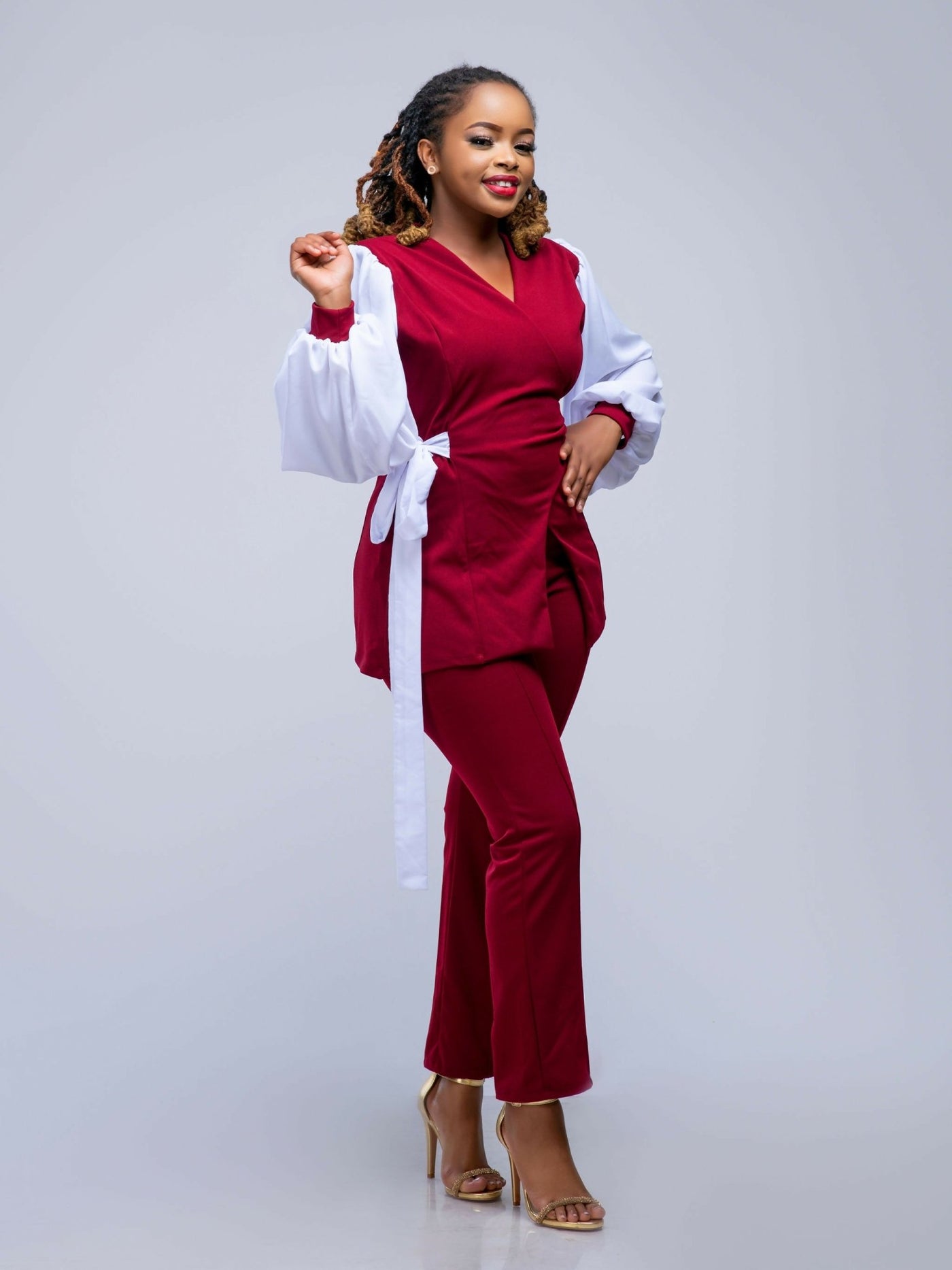 Plainchic Issabela Pant Suit - Maroon - Shopzetu