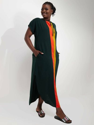Salok Tanzi Maxi Dress - Dark Green - Shopzetu