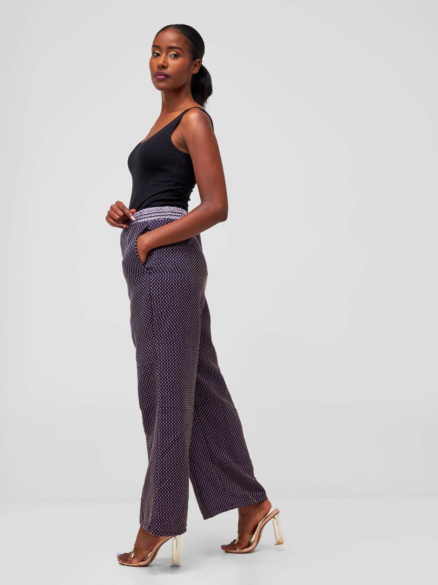 Liquid Lemn Wide Leg Lounger Palazzo Pant - Purple - Shopzetu