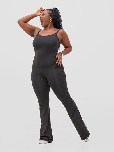 Zoya Sadira Bell Bottom Unitard - Black - Shopzetu