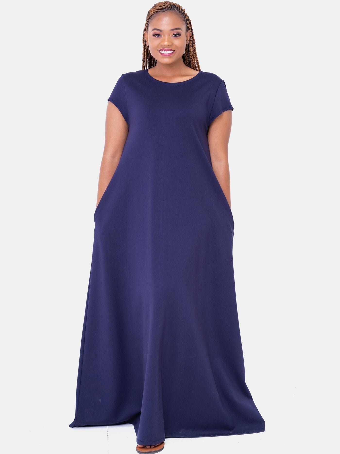 Vivo Basic Kena Tent Maxi Dress - Navy Blue - Shopzetu