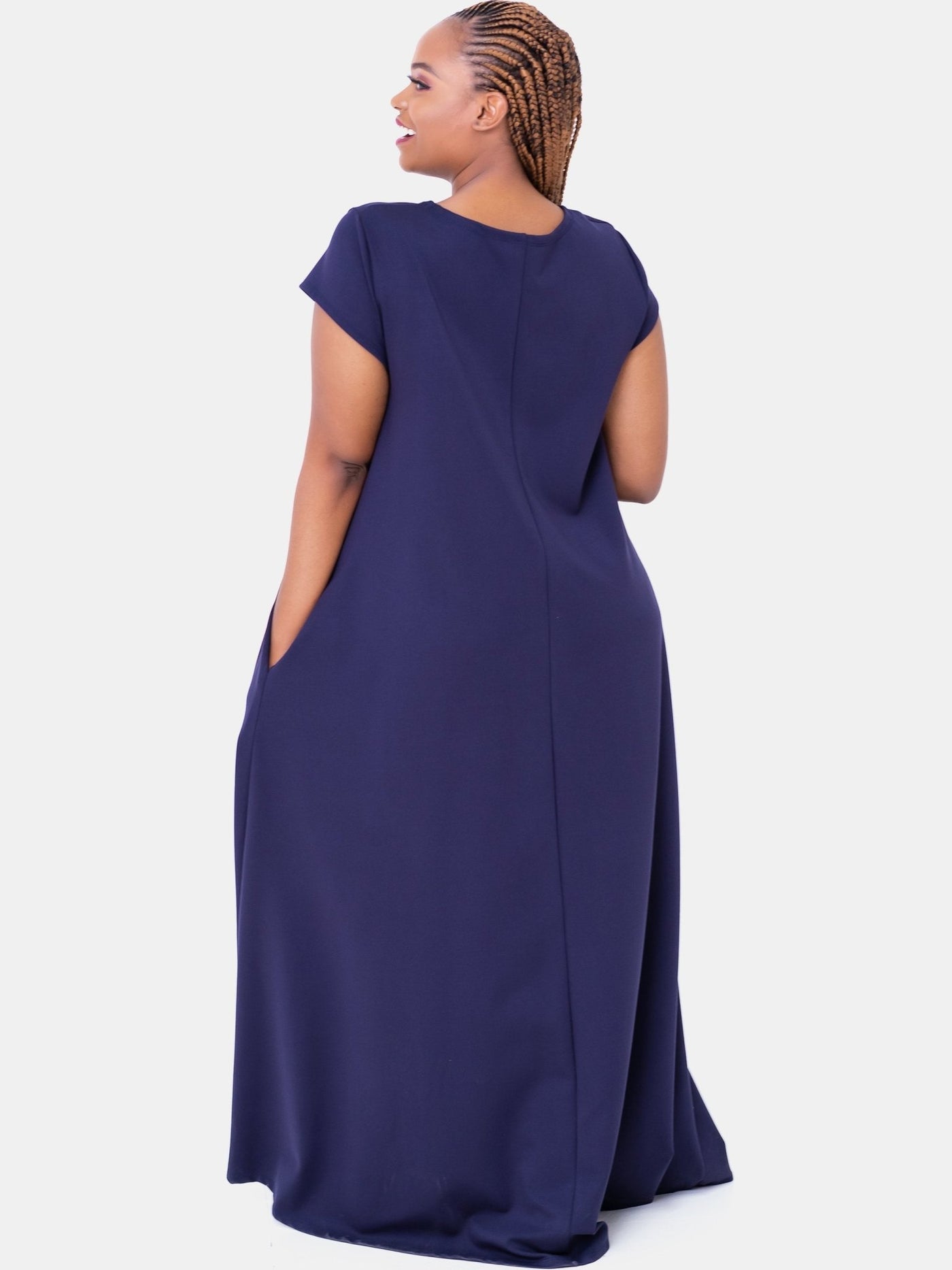 Vivo Basic Kena Tent Maxi Dress - Navy Blue - Shopzetu