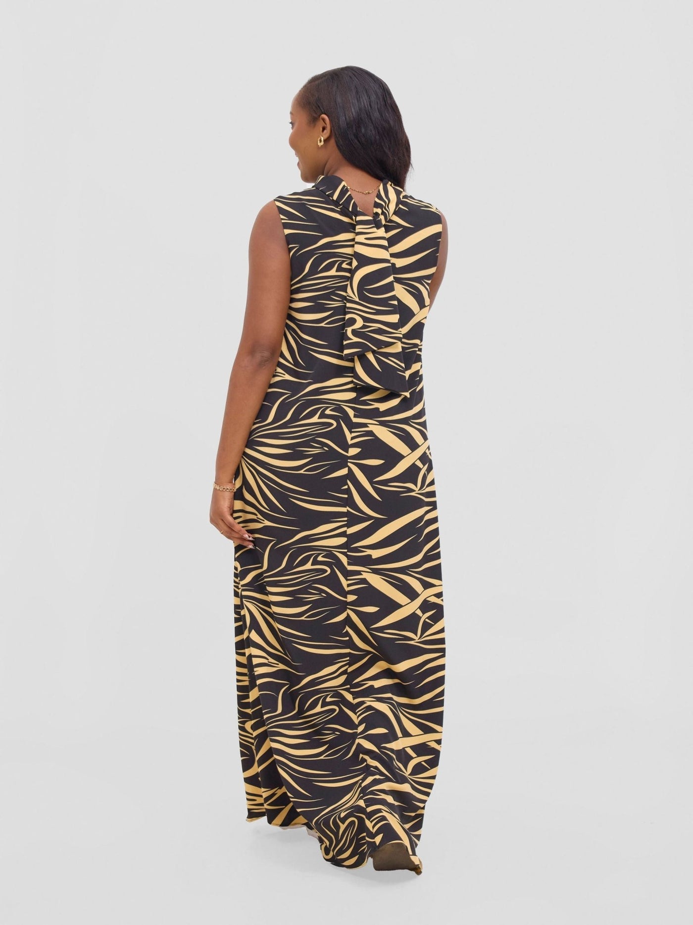 Vivo Bissa Reversible Maxi Dress - Yellow / Black Print - Shopzetu