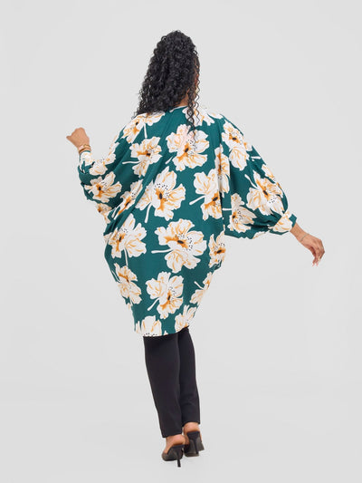 Vivo Pelia Butterfly Kimono - Green /Cream Print - Shopzetu