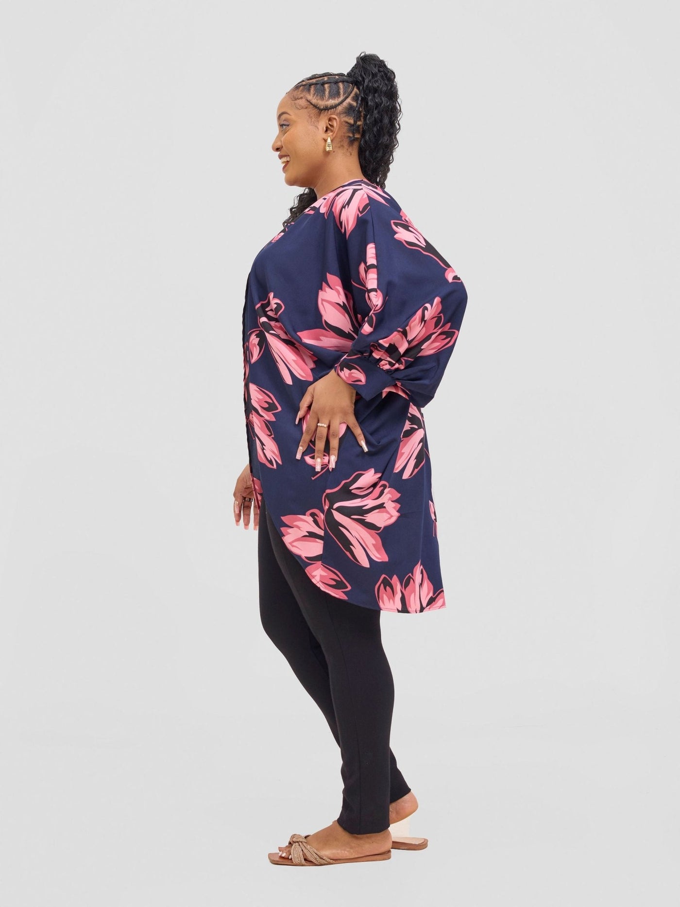 Vivo Pelia Butterfly Kimono - Navy / Dark Blush Pink - Shopzetu