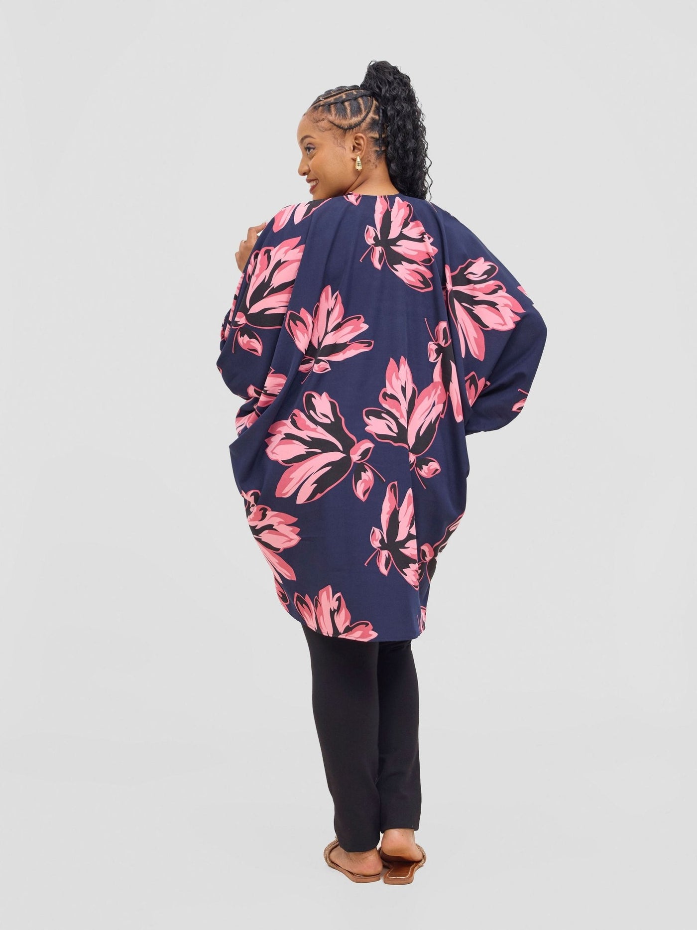 Vivo Pelia Butterfly Kimono - Navy / Dark Blush Pink - Shopzetu