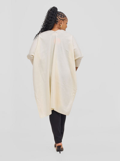 Vivo Cuffed Wrap Poncho - Offwhite - Shopzetu