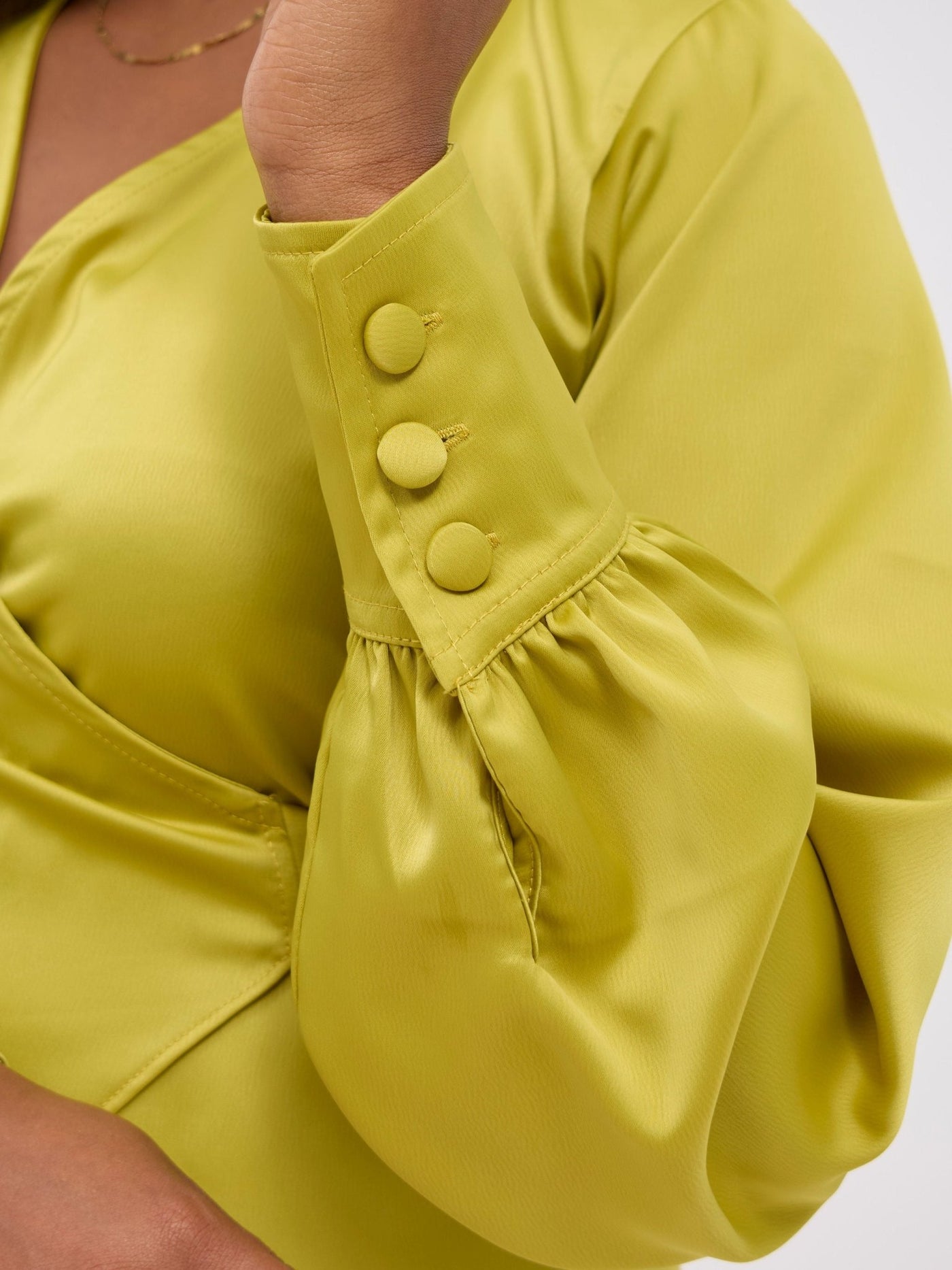 Vivo Merika Satin Wrap Top - Lime - Shopzetu