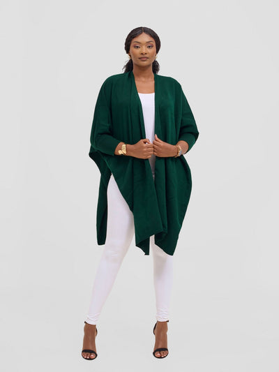 Vivo Cuffed Wrap Poncho - Dark Green - Shopzetu