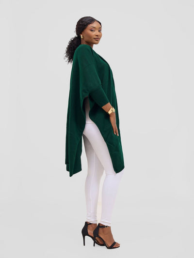 Vivo Cuffed Wrap Poncho - Dark Green - Shopzetu