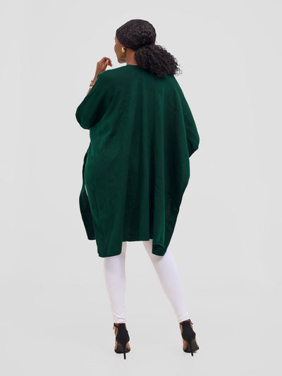 Vivo Cuffed Wrap Poncho - Dark Green - Shopzetu