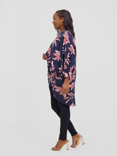 Vivo Pelia Butterfly Kimono - Navy / Blush Pink - Shopzetu