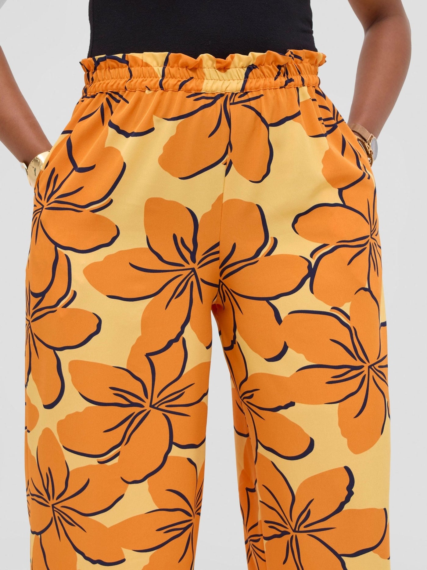 Vivo Sanali Wide Leg Pants - Orange / yellow Print - Shopzetu