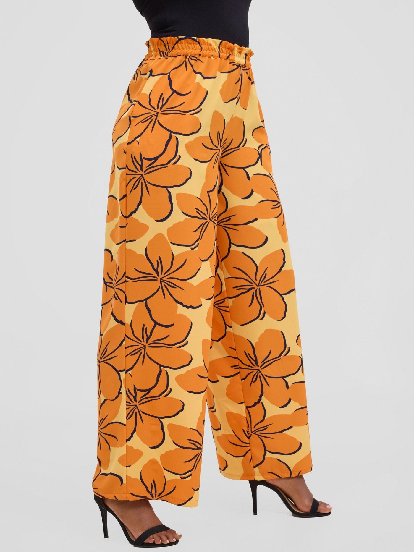 Vivo Sanali Wide Leg Pants - Orange / yellow Print - Shopzetu