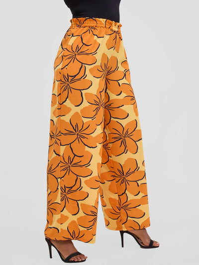 Vivo Sanali Wide Leg Pants - Orange / yellow Print - Shopzetu